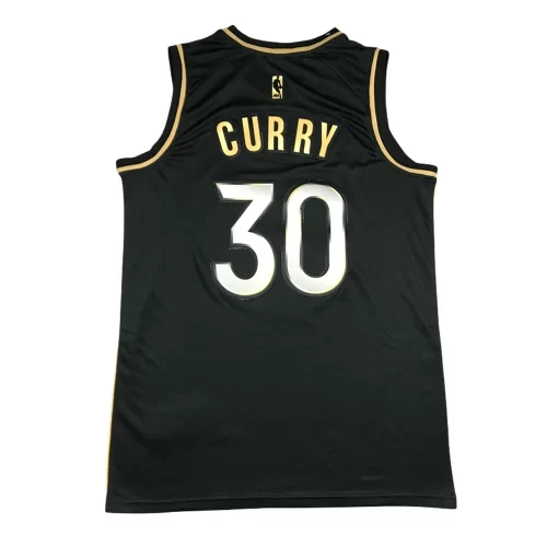 New Golden State Warriors30 Black Gold Jersey Cheap