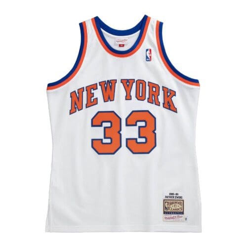 New York Knicks 33 White 85 86 Mitchell Retro Kits Patrick Ewing Jersey Cheap