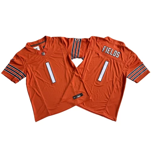 Orange Chicago Bears 1 Justin Fields Nike Vapor Fuse Limited Jersey Cheap