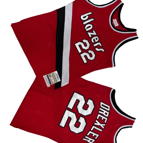 Portland Trail Blazers 22 Red 83 84 Mitchell Retro Jersey Cheap Clyde Drexler
