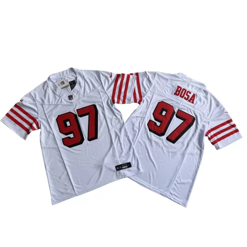 Retro White San Francisco 49ers 97 Nick Bosa Nike Vapor F u s e Limited Jersey Cheap