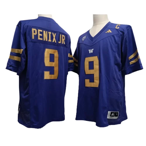University of Washington Huskies 9 Michael Pennix Jr Purple Gold Jersey Cheap