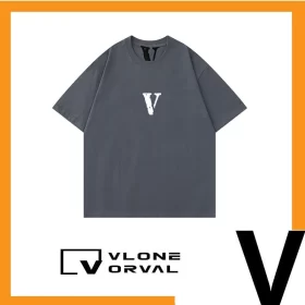 Vlone Orval Basic Logo Print Heavy Cotton Short Sleeve T Shirt Couple Casual Men Style 3