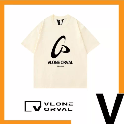 Vlone Orval Big V Frisbee Logo Print Basic Short Sleeve T-Shirt American Street Casual Couple Trend Style 4