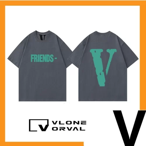Vlone Orval Big V Graffiti Short Sleeve T-Shirt Unisex Trendy Print Loose Summer Style 3