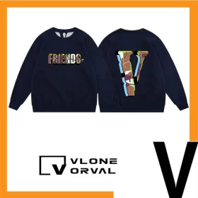 Vlone Orval Camouflage Big V Crewneck Sweatshirt Trendy American High Street Loose Cotton Women Style 3