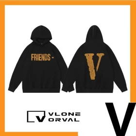 Vlone Orval Crack Pattern V Letter Hoodie Unisex Pure Cotton Style 4