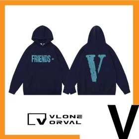 Vlone Orval Crack Pattern V Letter Hoodie Unisex Pure Cotton Style 7