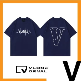 Vlone Orval Heartbeat Hollow Big V Short Sleeve Heavy Cotton T-Shirt Unisex High Street Loose Style 2