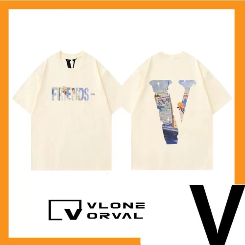 Vlone Orval Monet Oil Painting Big V Trendy American Cotton Oversized Men's Couple Short Sleeve T-Shirt Summer Style 4