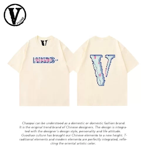 Vlone Orval Mosaic Letter Big V Short Sleeve Loose Couple T-Shirt Street Summer Style 3