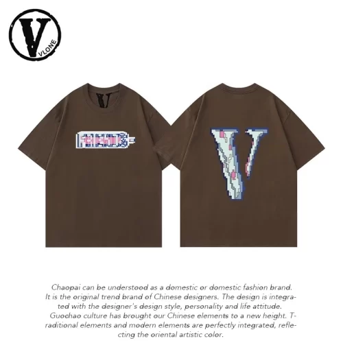 Vlone Orval Mosaic Letter Big V Short Sleeve Loose Couple T-Shirt Street Summer Style 4