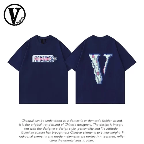 Vlone Orval Mosaic Letter Big V Short Sleeve Loose Couple T-Shirt Street Summer Style 5