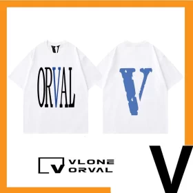 Vlone Orval Rainbow Tie Dye Big V Logo Loose Short Sleeve T Shirt Couple Trendy Street Summer Style 17