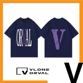 Vlone Orval Rainbow Tie Dye Big V Logo Loose Short Sleeve T Shirt Couple Trendy Street Summer Style 23