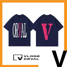 Vlone Orval Rainbow Tie Dye Big V Logo Loose Short Sleeve T Shirt Couple Trendy Street Summer Style 28
