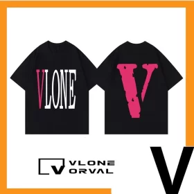 Vlone Orval Solid Pink Big V Short Sleeve Cotton Couple T-Shirt Street Summer Style 1