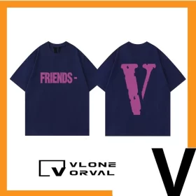 Vlone Orval Solid Purple Big V Short Sleeve Cotton Couple T-Shirt Street Summer Style 2