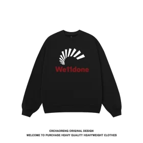 We11done Konne 2024 New Trend Brand Long Sleeve Shirt Loose Versatile Grey Crew Neck Sweatshirt Men Style 3