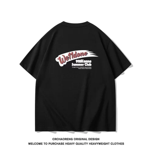 We11done Konne Casual Loose Simple Versatile Half Sleeve Top Pure Cotton Crew Neck Short Sleeve T-Shirt Men