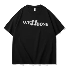 We11done Konne Crew Neck Pure Cotton Short Sleeve T Shirt Men Korean Casual Versatile Loose Top