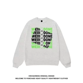 We11done Konne Print Stiff Crew Neck Sweatshirt High end Trendy Retro Inner Long Sleeve Shirt Style 4