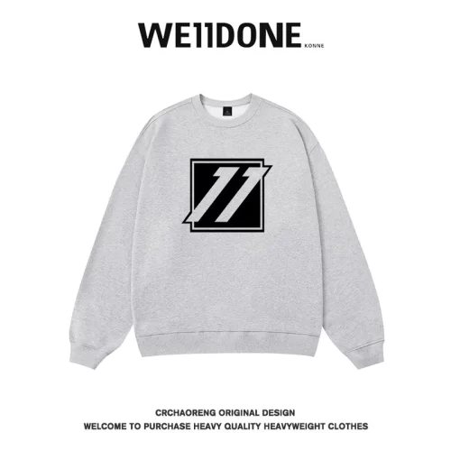 We11done Konne Retro Crew Neck Sweatshirt Men High Street Trend Brand Versatile 2024 Loose Top Style 3