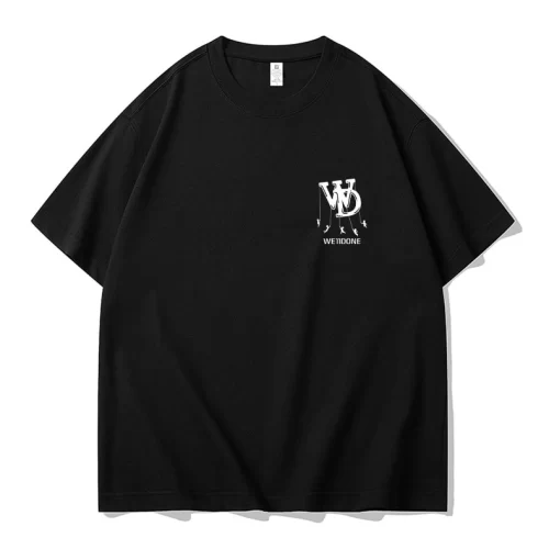 We11done Konne Street Hip Hop Short Sleeve T-Shirt Men 2024 New Loose Pure Cotton Half Sleeve