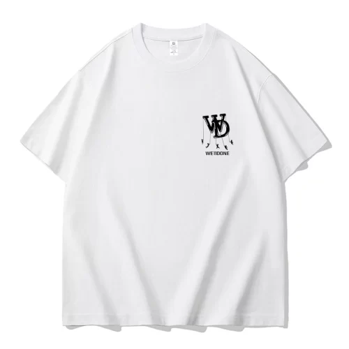 We11done Konne Street Hip Hop Short Sleeve T-Shirt Men 2024 New Loose Pure Cotton Half Sleeve Style 1