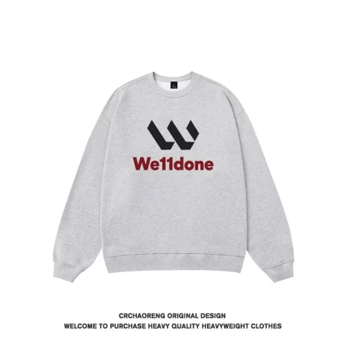 We11done Konne Trend Brand Crew Neck Sweatshirt Men Retro Casual Loose Versatile High end Long Sleeve Top Style 4