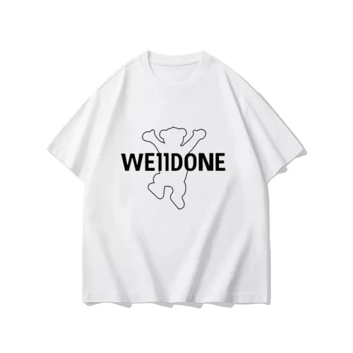 We11done KonneVersatile Loose Casual T-Shirt Bear Print Short Sleeve Men Style 1
