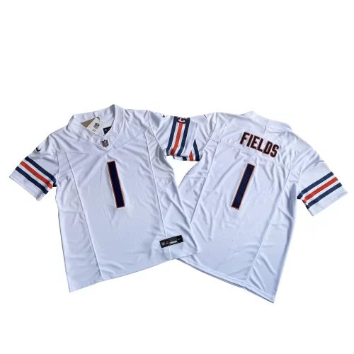 White Chicago Bears 1 Justin Fields Nike Vapor Fuse Limited Jersey Cheap