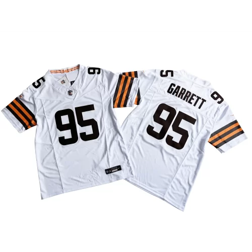 White Cleveland Browns 95 Myles Garrett Nike Vapor Fuse Limited Jersey Cheap